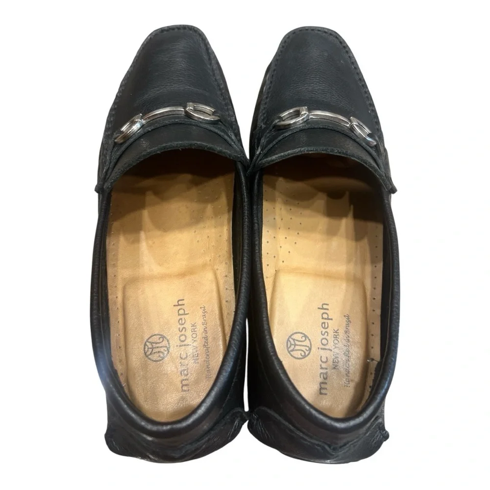 Marc Joseph Black genuine Calf Leather Loafers Made IN Brazil SZ 11.5